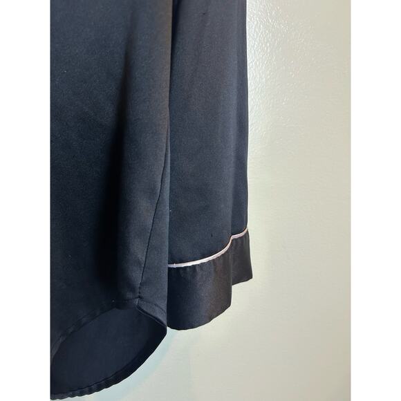 Victoria Secret Black Pajama Shirt Size Small Pink Stripe Button Up Loungewear - Picture 5 of 7
